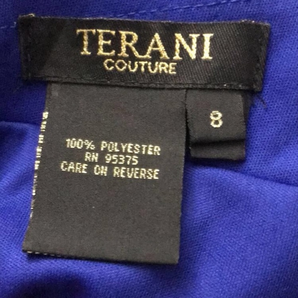 Terani Couture๐Royal Blue Sexy Halter Gown w/Slit - Picture 5 of 5